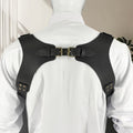 Faux Leather Harness Suspenders with Adjustable Side Hooks and Black, Coffee or Red Brown Options