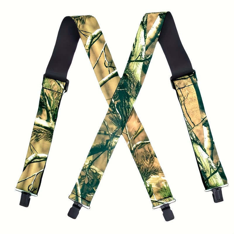 Suspenders – Wide Men 2 Inch Camouflage X-Back 4 Clips Adjustable Elastic Braces Big Tall Plus Size Adults