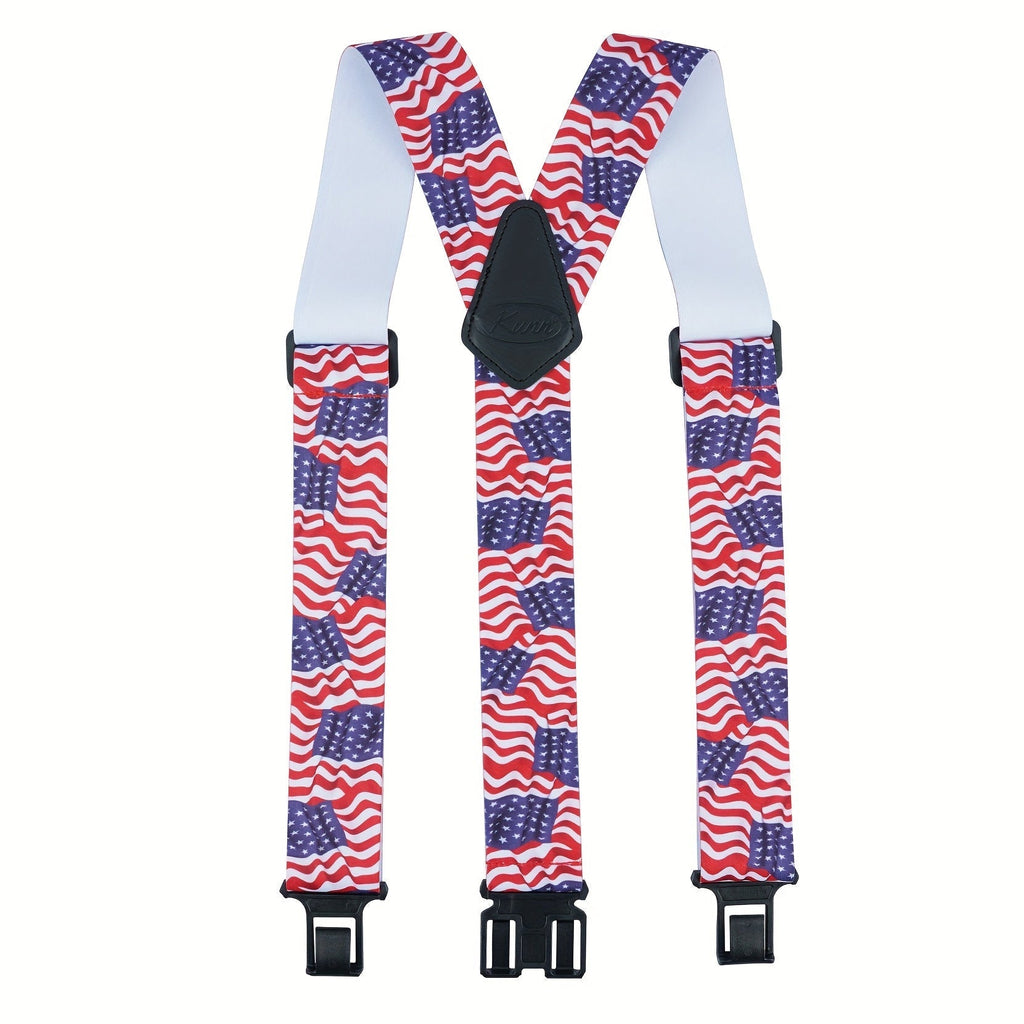Patterned Y-Back Belt-Hook Suspenders with Adjustable 1.5-Inch Front Straps and Eight Model Options
