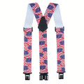 Patterned Y-Back Belt-Hook Suspenders with Adjustable 1.5-Inch Front Straps and Eight Model Options