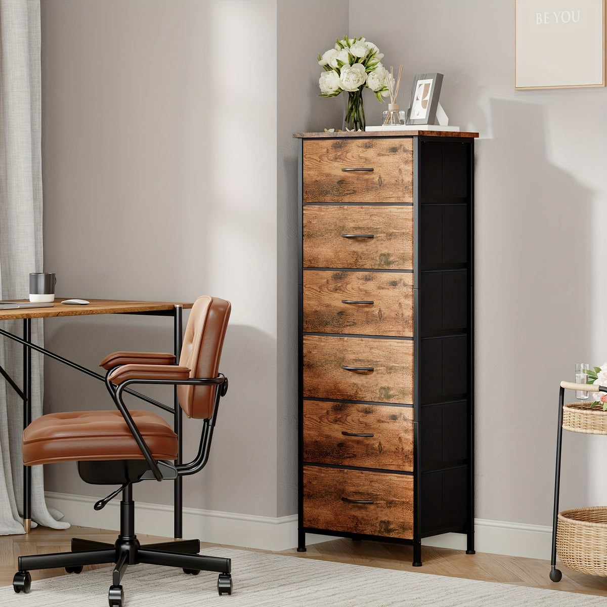 Dresser shown in the Wood Grain Print, 6 Drawers option