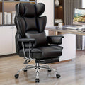 Office Chair Big-and-Tall High-Back Design with Retractable Footrest, Manual Recline and Black Finish