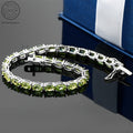 Bracelet, Green Tennis-Link Design with Peridot-Color Cubic Zirconia Look and S925-Stamped Setting