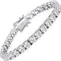 Round-Stone Tennis Bracelet with 925 Silver-Plated Setting for Women and Men in Everyday or Occasion Looks