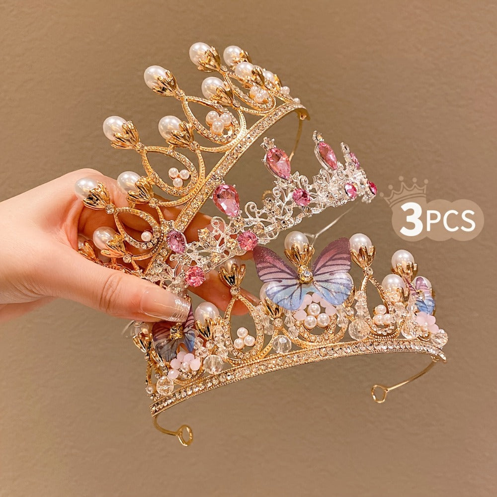 Tiara Crown - Headband Set 3pcs Rhinestone Crystal for Women Girls Wedding Prom Princess - product detail view 4