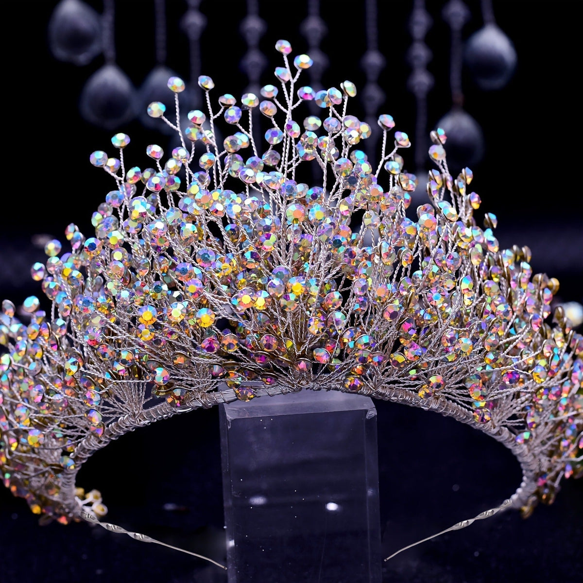 Tiara Crown – Wedding for Women – AB Colorful Crystal Rhinestone Dazzling Fairy Bridal Headpiece for Prom