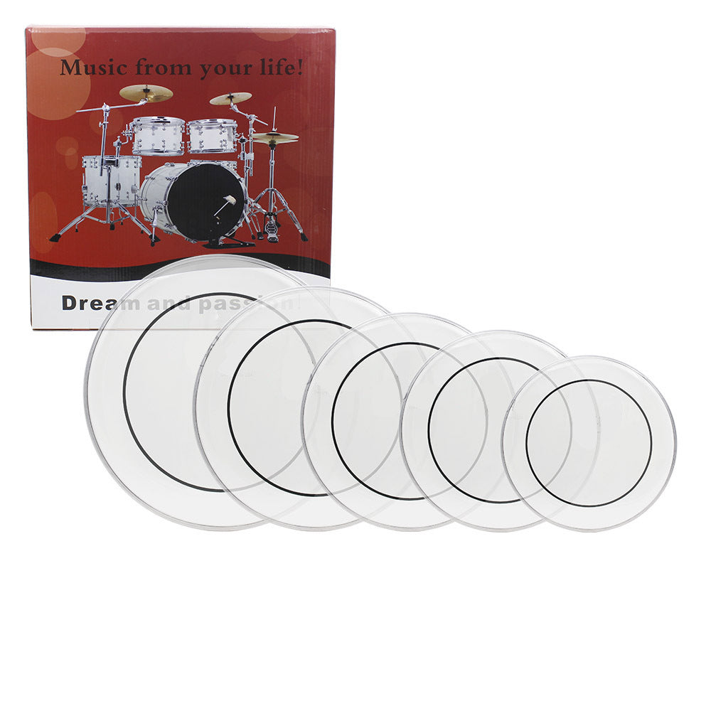 Transparent Drum Head Set, 12 to 22-Inch Heads for Compatible Drum Kits