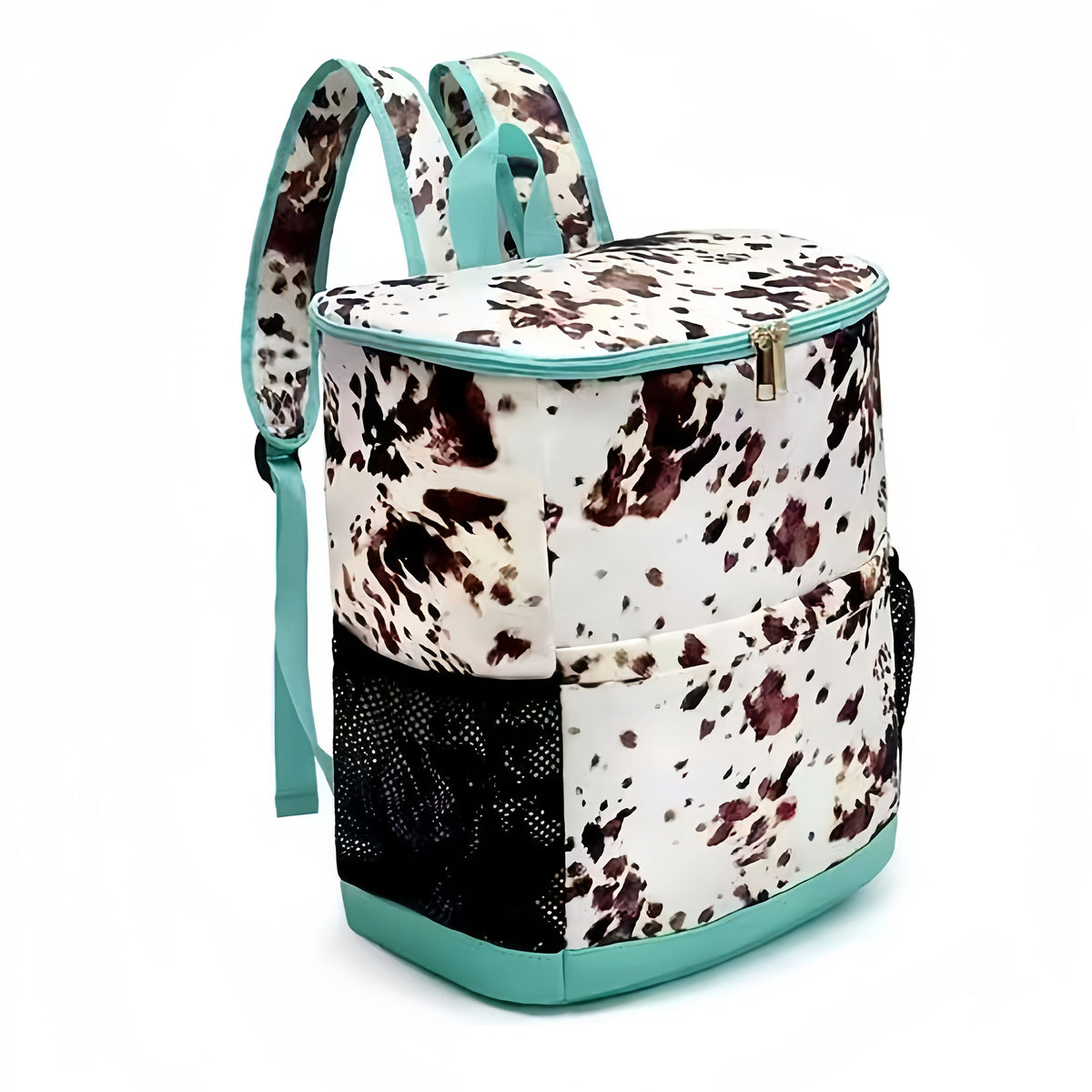 Travel Backpack 30L Insulated Leopard-Print Cooler Bag with Front and Side Mesh Pockets in Two Colors