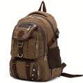 Travel Backpack Canvas Large-Capacity Outdoor Daypack in Khaki, Army Green or Black for Hiking and Camping