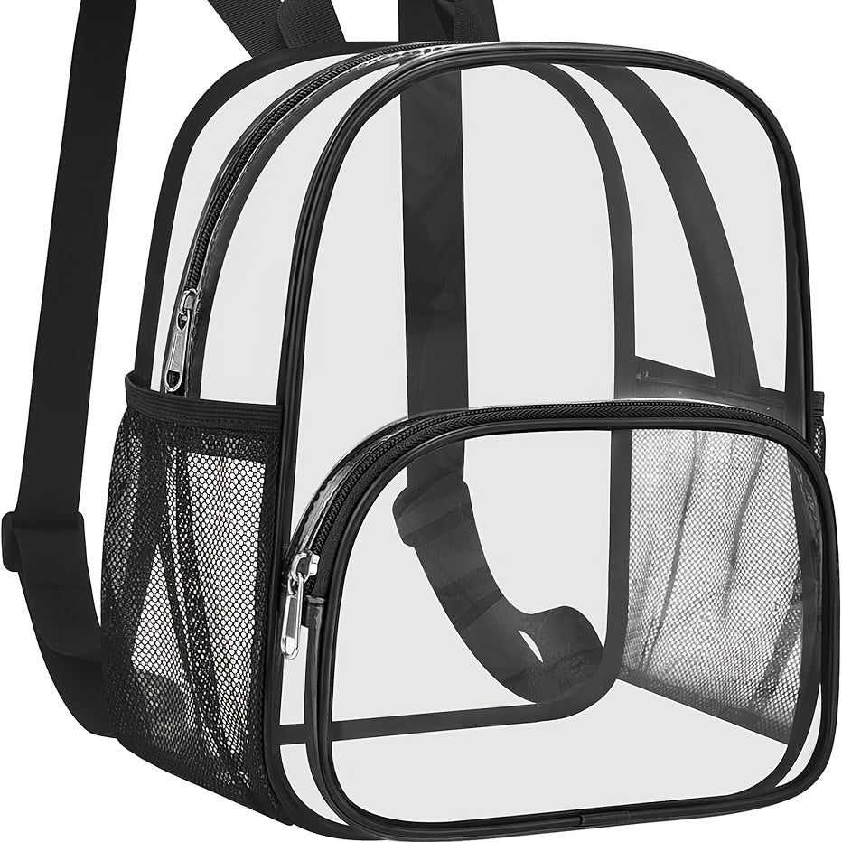 Travel Backpack Clear PVC Zipper Bag in 11.5 x 6 x 9.5-Inch Size with Black or Bright Green Trim