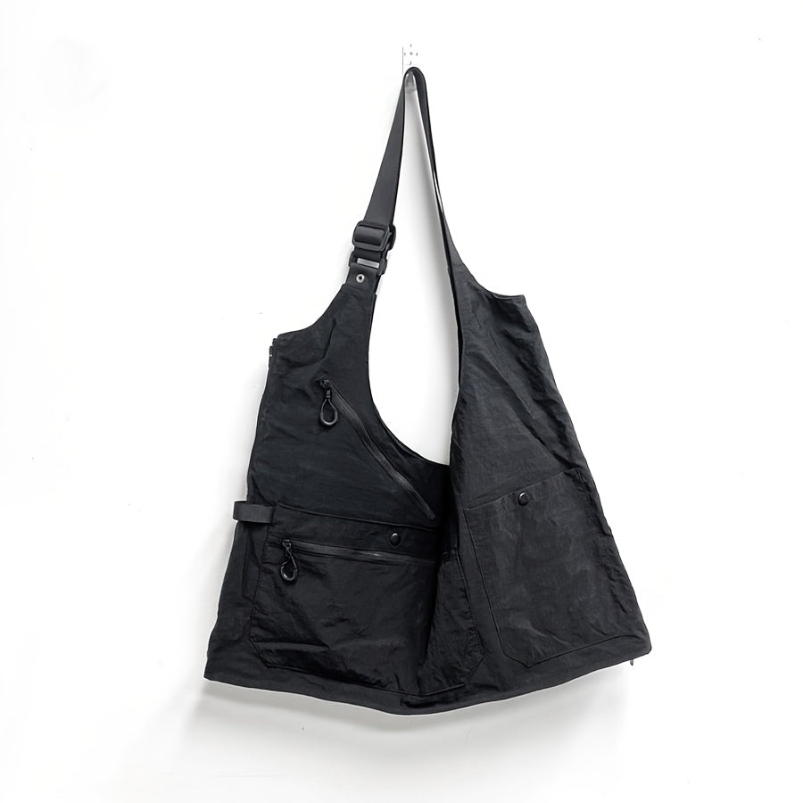 Travel Backpack Convertible Black Nylon Tote with Multiple Pockets and Adjustable Shoulder Straps