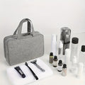 Toiletry Bag Foldable Gray Makeup Organizer with Dry-Wet Separation and Multiple Zippered Sections