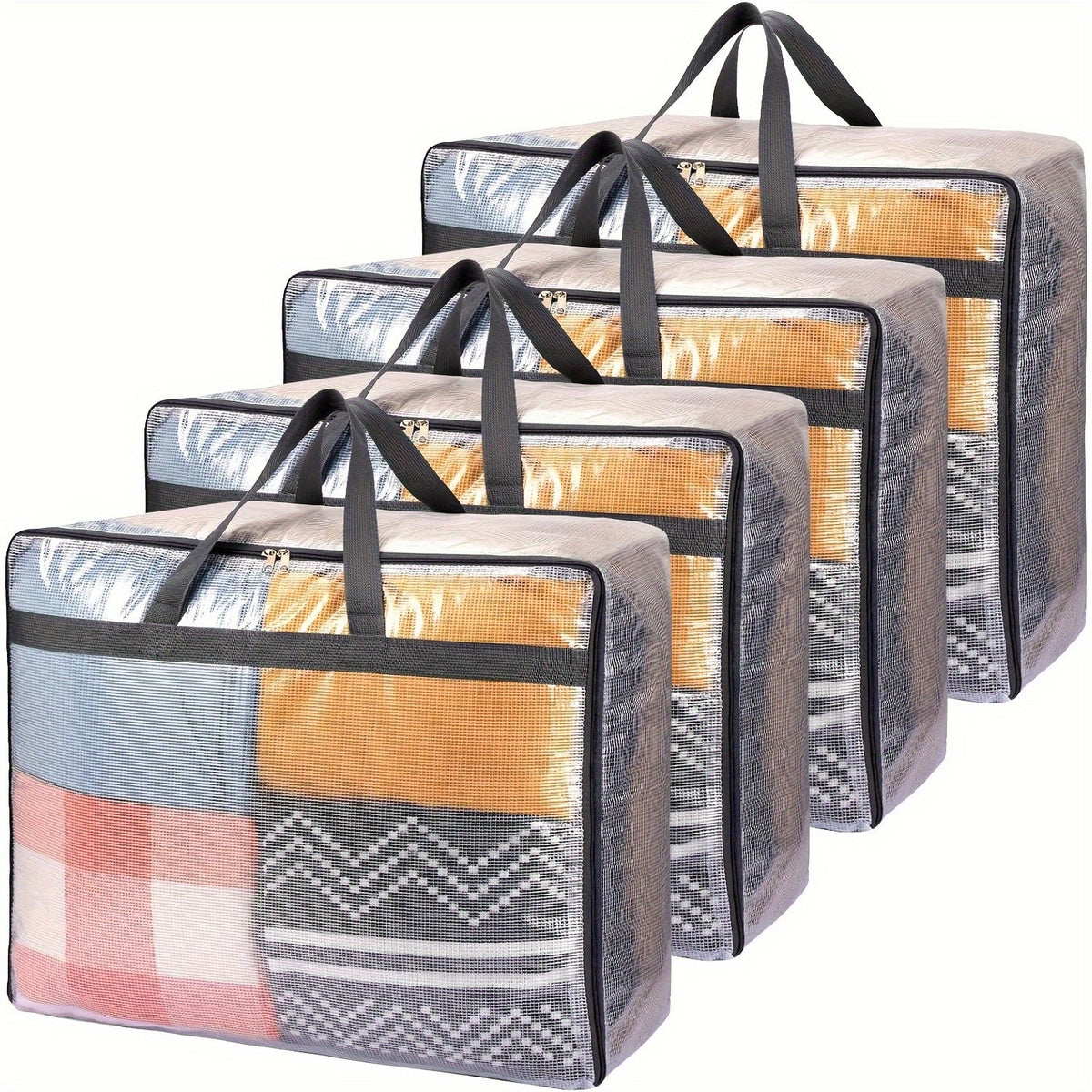 Travel Organizer Bag Clear Extra-Large Storage Set with 4 or 8 Bags, Zippers and 19.81-Gallon Capacity