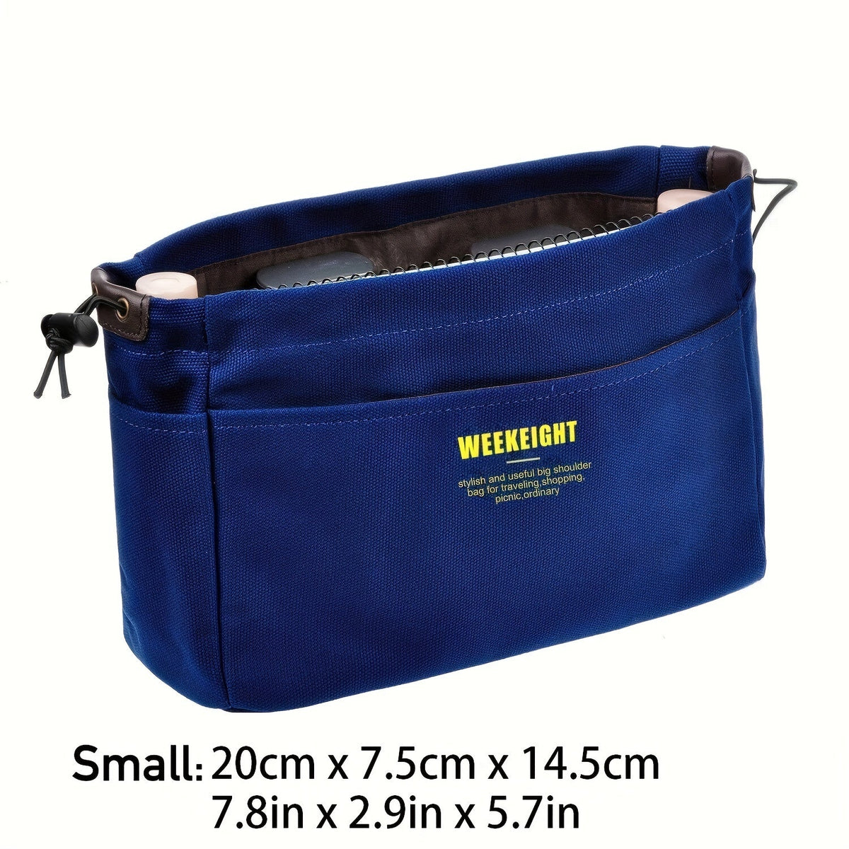 Travel Organizer Bag Multi-Pocket Purse Insert with Drawstring Closure, Two Sizes and Three Colors