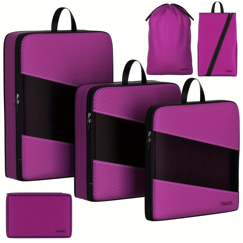 Packing Organizer 6-Piece Compression Cube Set for Suitcases, Carry-Ons, Backpacks and Duffel Bags