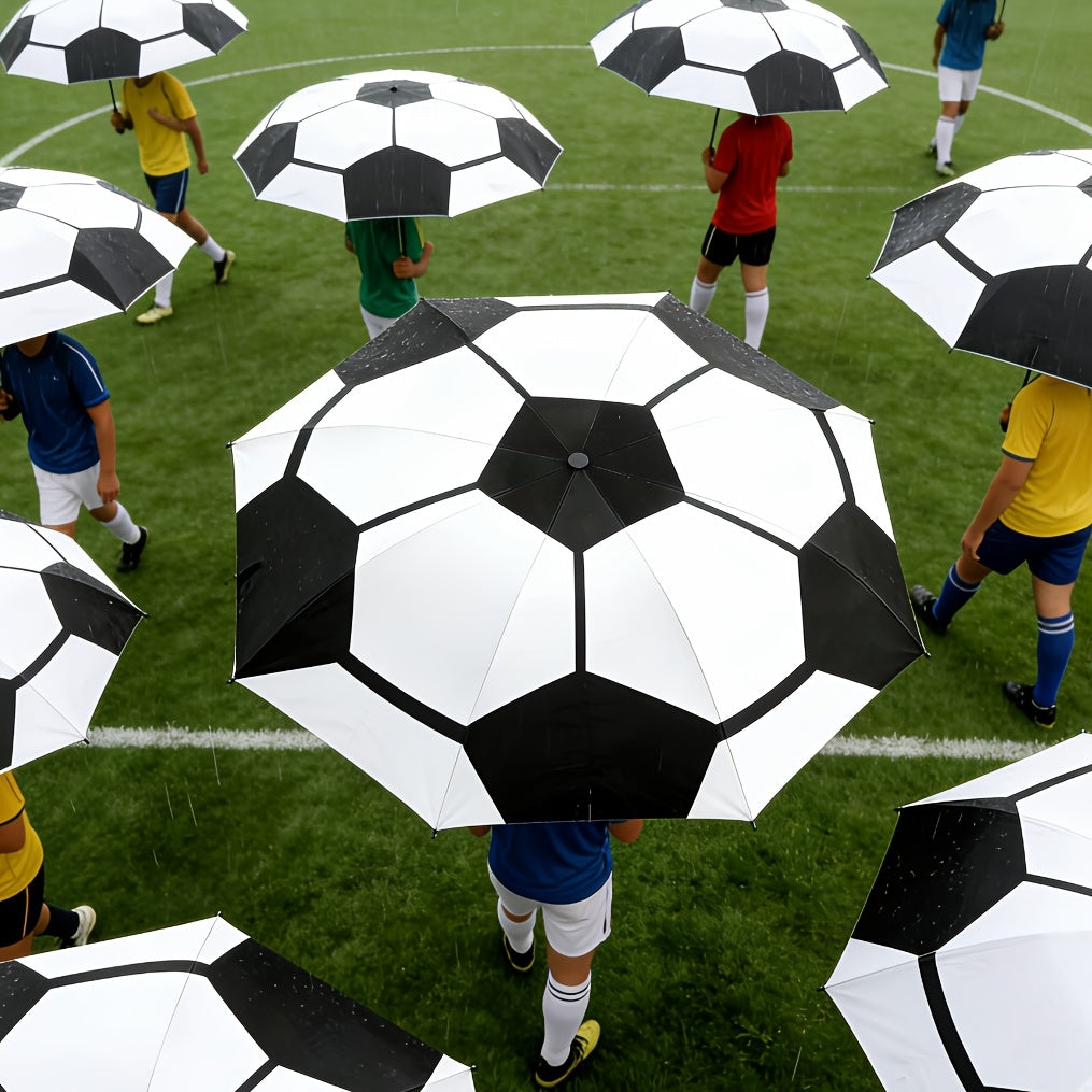 Travel Umbrella Manual Soccer-Ball or Falling-Leaf Print Model with 190T Pongee and Iron Shaft