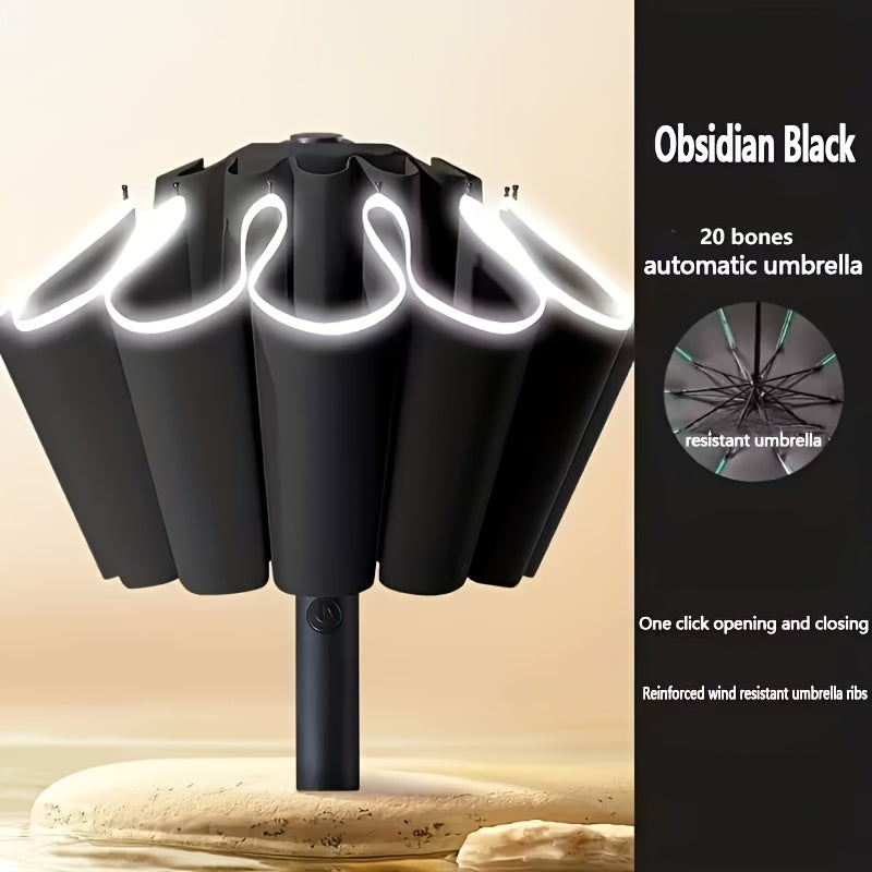 Travel Umbrella Reverse-Folding Automatic Model with 20-Rib Double-Bone Aluminum Frame in Two Colors