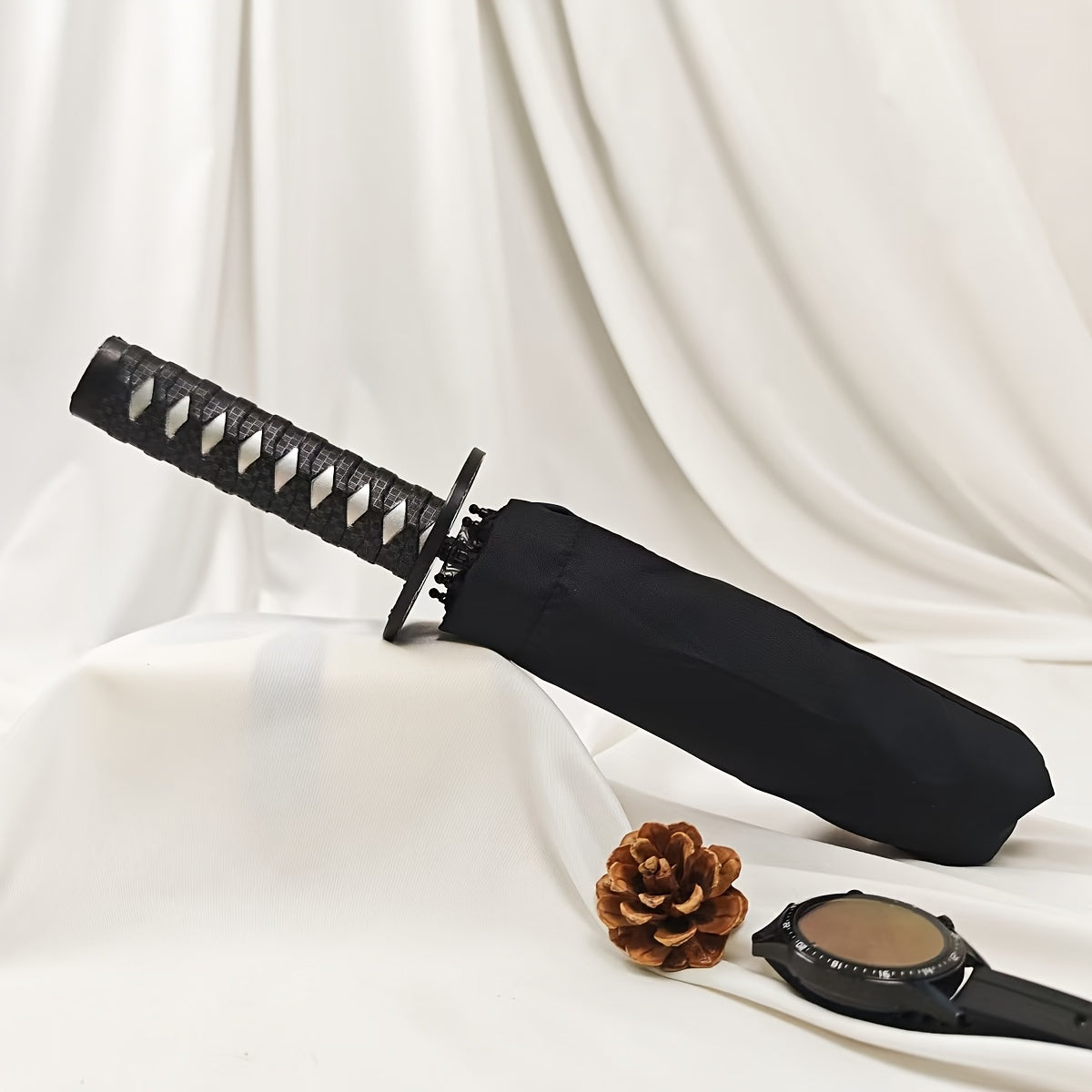 Travel Umbrella Foldable Katana-Handle Model with Lightweight Design and Three Handle Colors