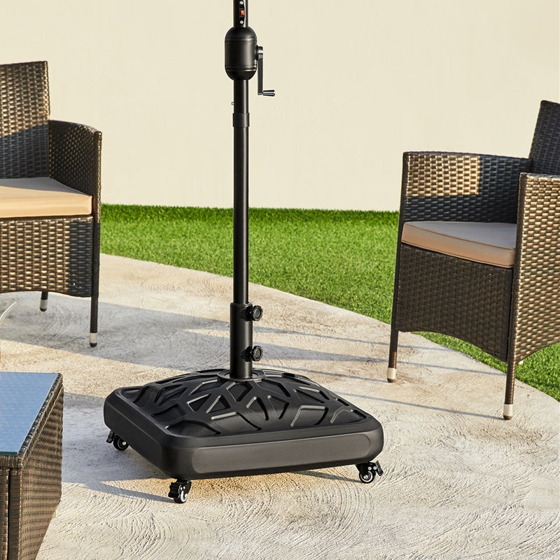 Square Rolling Patio Umbrella Base with Four Casters, 22.5 x 17-Inch Footprint and 123lbs Checkout Label