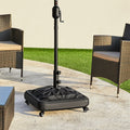 Square Rolling Patio Umbrella Base with Four Casters, 22.5 x 17-Inch Footprint and 123lbs Checkout Label