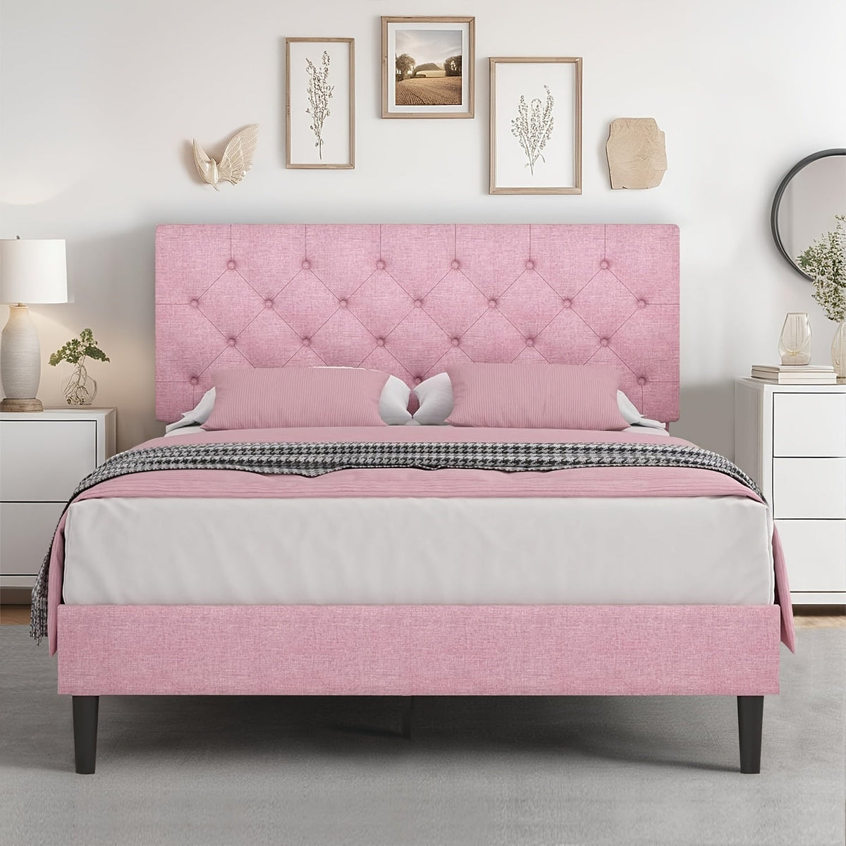 Bed Frames shown in the Pink, Queen option