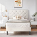 Button-Tufted Upholstered Platform Bed Frame in Five Colors and Twin, Full, Queen or King Sizes
