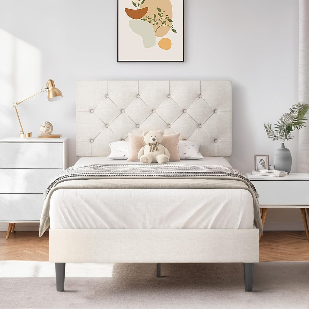Bed Frames shown in the White, Twin option