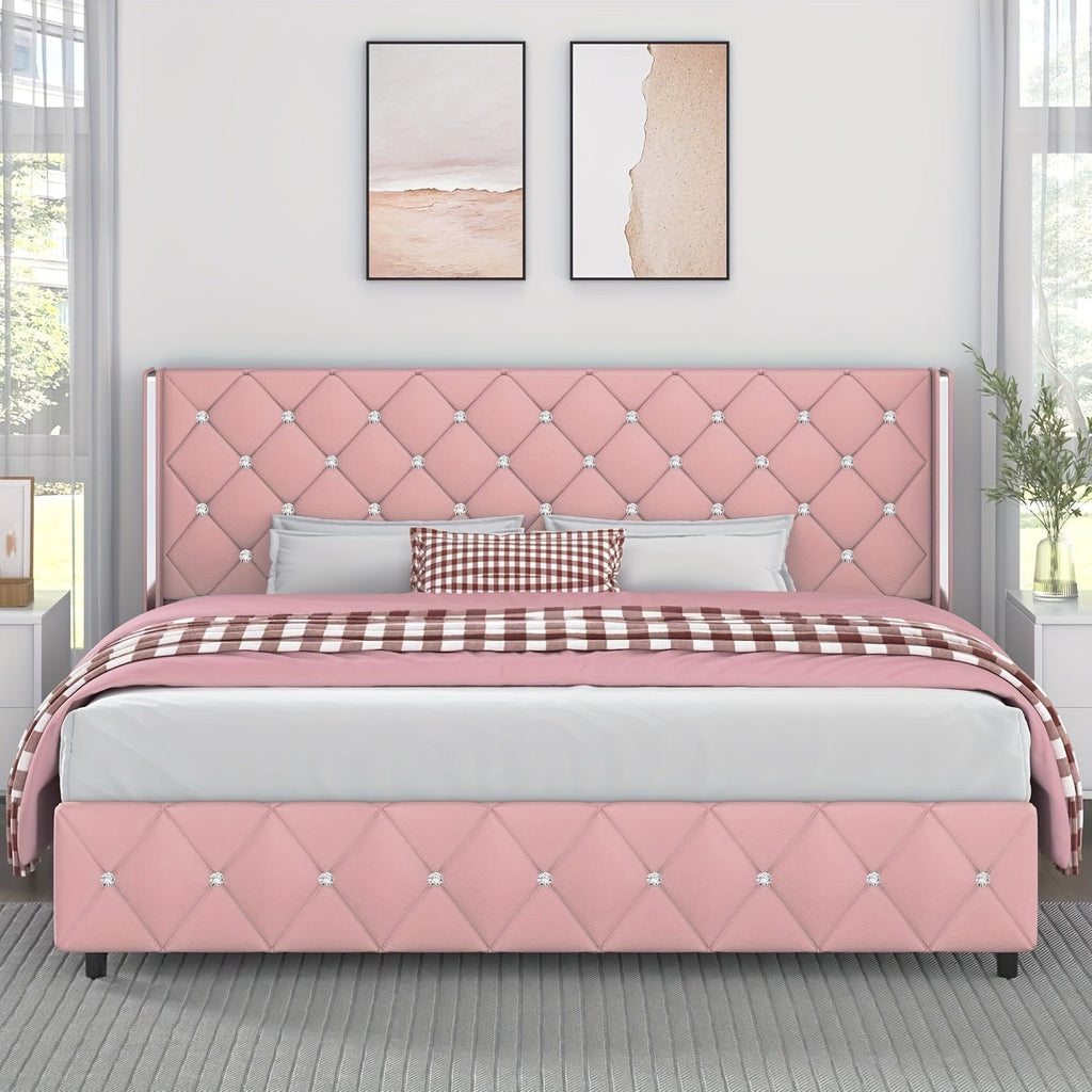 Bed Frame shown in the pink, King option