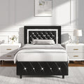 Bed Frame Upholstered Platform with Diamond-Tufted Headboard, Wood Slats and Six Color Options