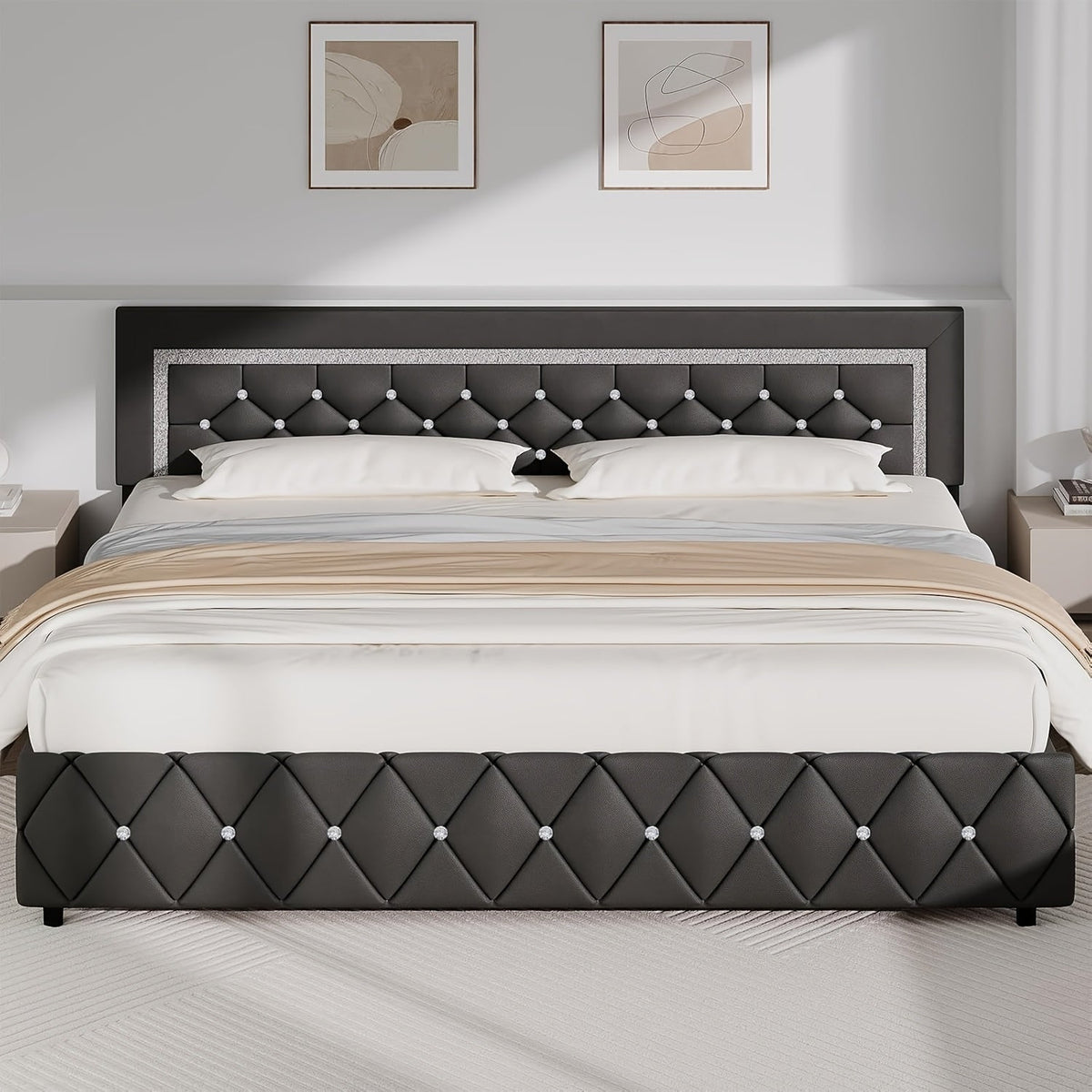 Bed Frame shown in the Gray, King option
