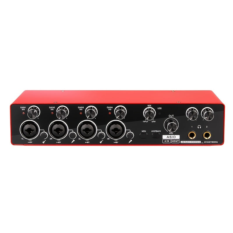USB Audio Interface Four-Channel 192kHz Recording Unit in Red or Black with ASIO Option Choices