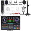USB Audio Interface 48V Podcast Mixer Kit with Black Condenser Microphone, Boom Arm and Rechargeable Setup