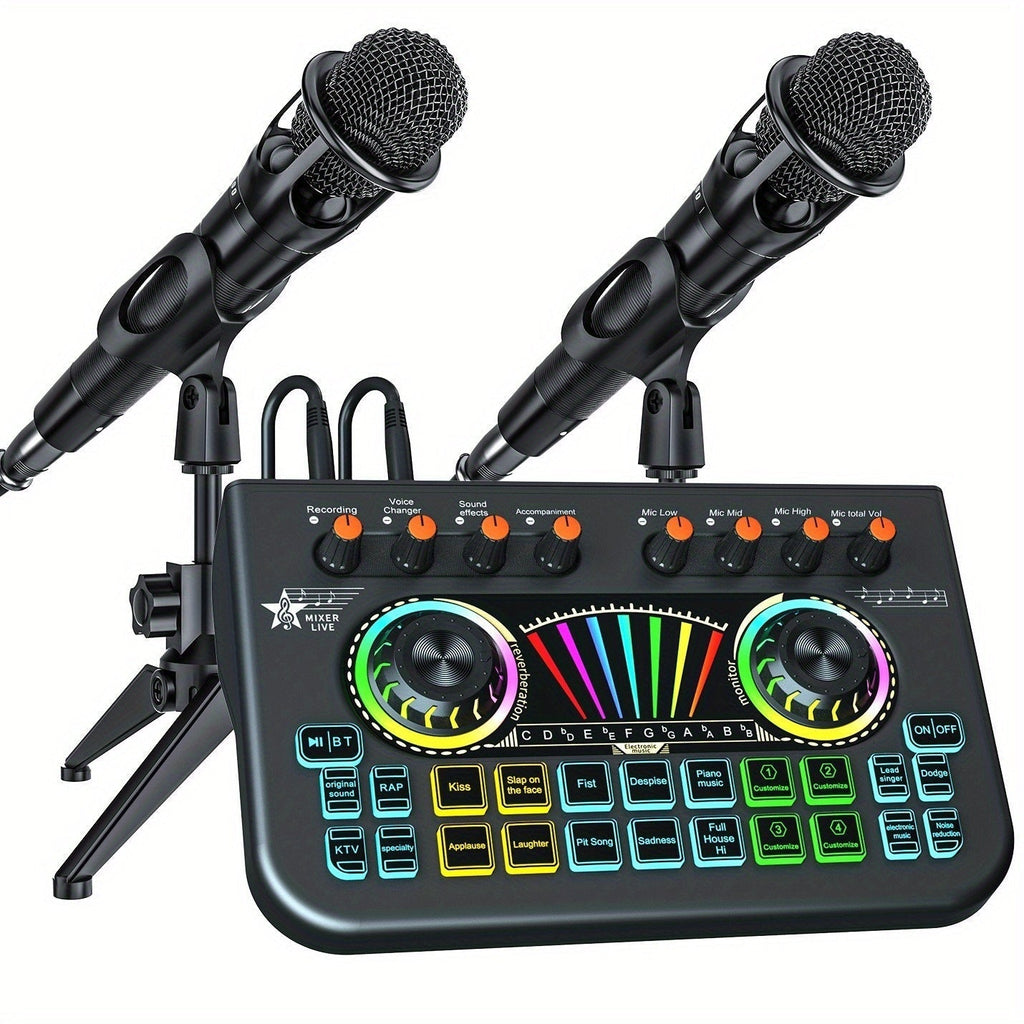 USB Audio Interface Three-Configuration Podcast Mixer Set with Condenser and Dynamic Microphone Choices