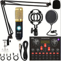USB Audio Interface Six-Option Podcast Mixer and Microphone Bundle with Boom Arm and USB-C Connections