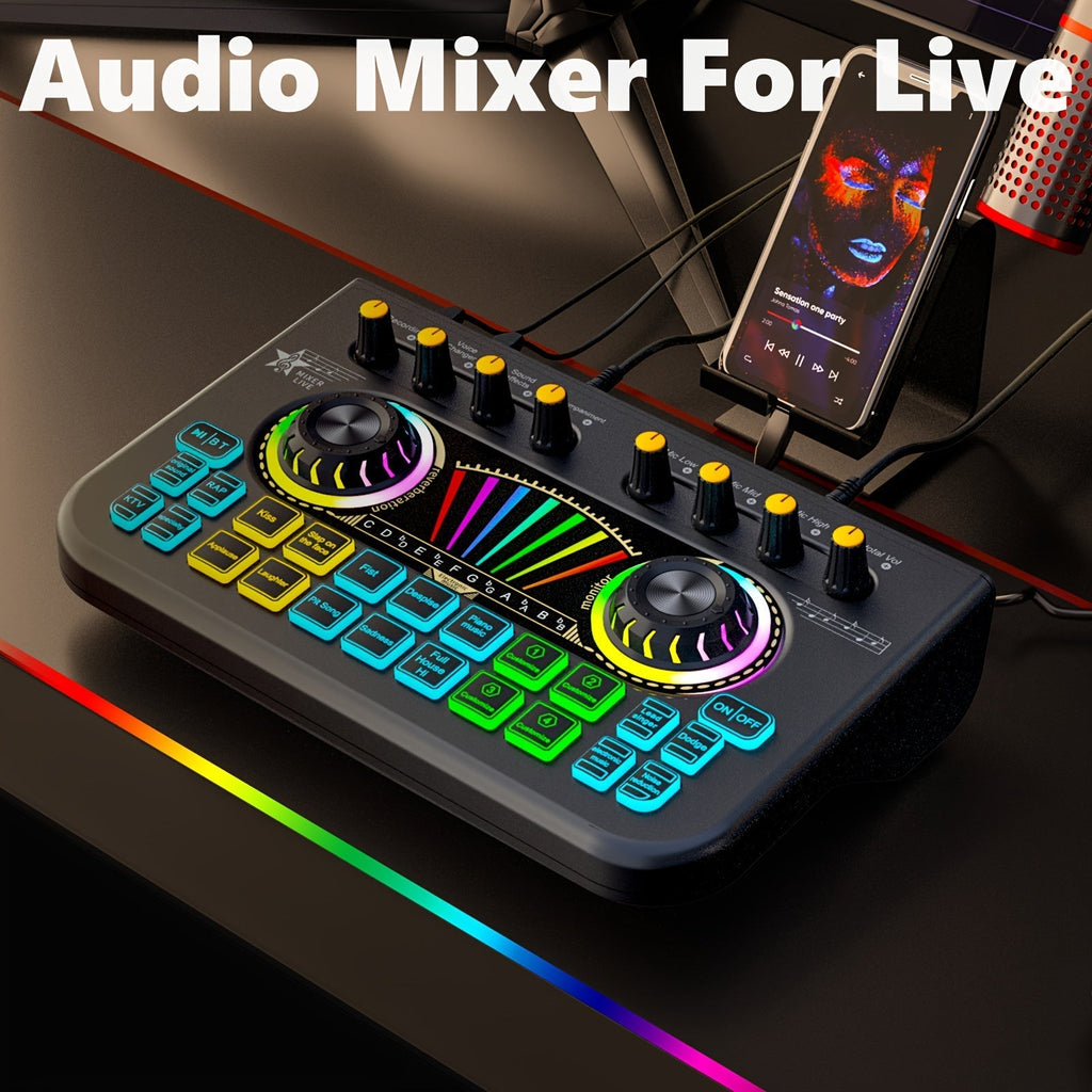 USB Audio Interface X3 Mono Sound Card Mixer with Color Display, USB Connection and Adjustable Reverb Controls