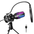 USB RGB Condenser Microphone Kit with Tripod, Pop Filter and Monitor