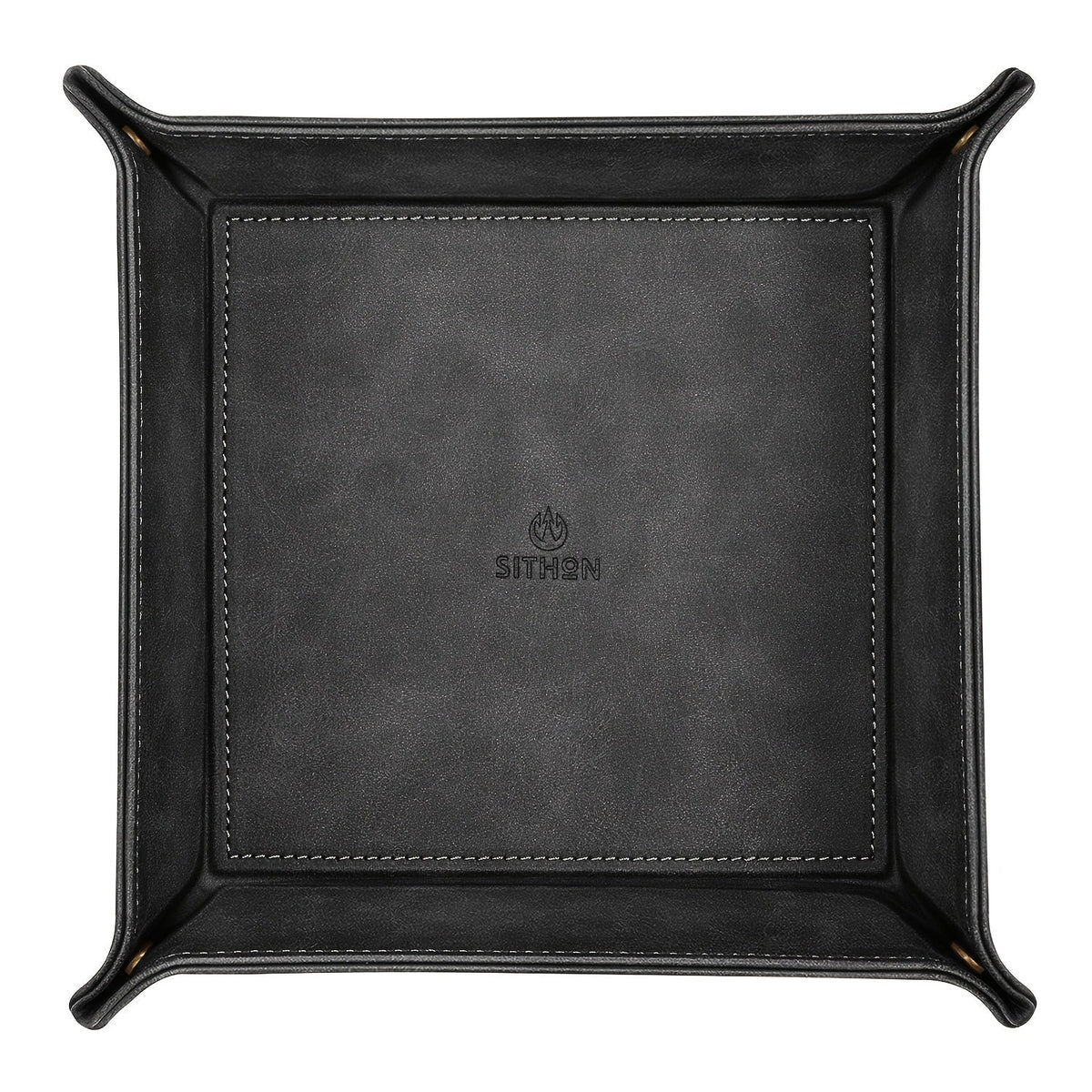 Valet Tray – PU Leather Desktop Organizer Catchall – Bedside Nightstand Caddy for Keys, Phone, Wallet, Coins