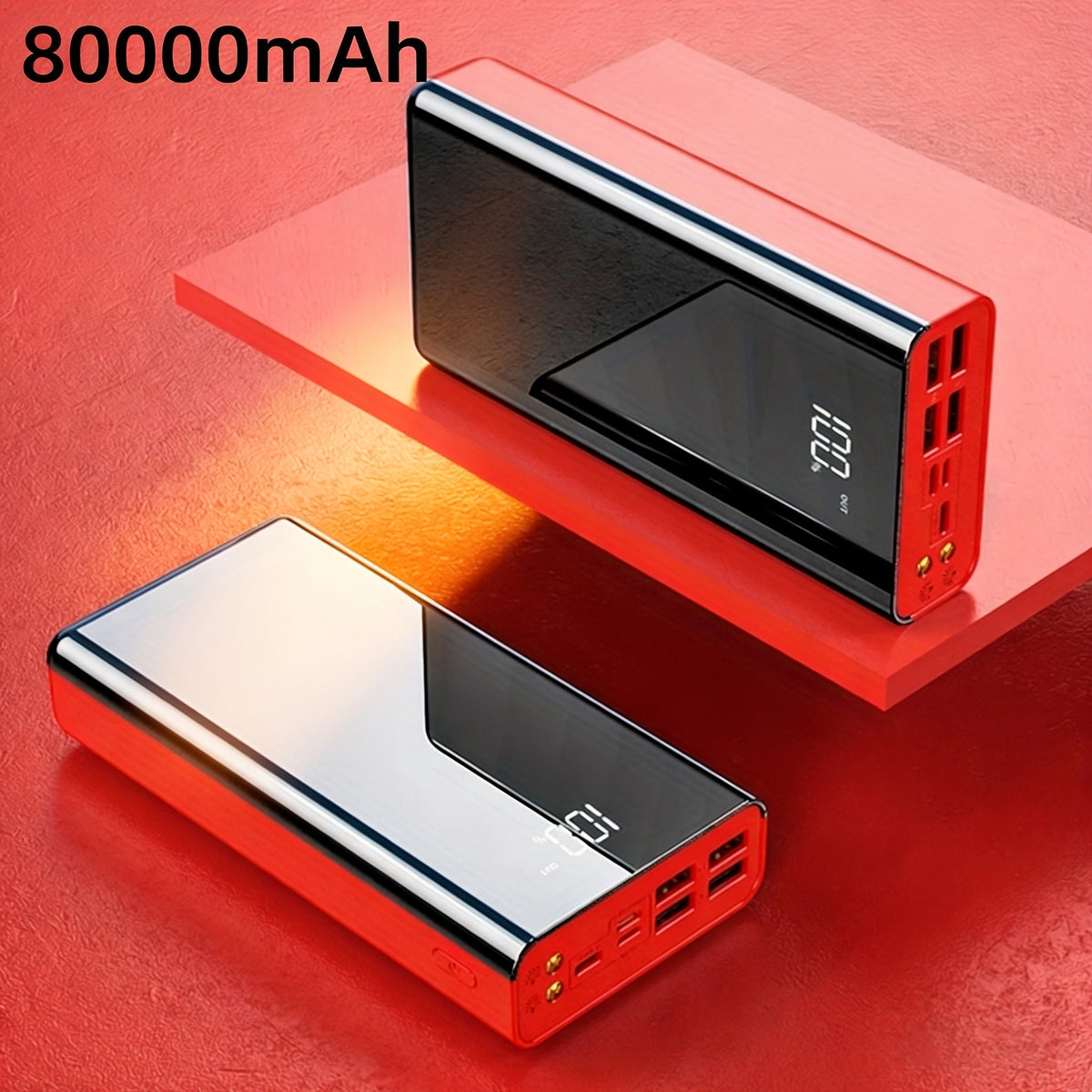 Power Bank 30000-100000mAh with Four-Port Layout, 22.5W Listed Charging and Digital Display