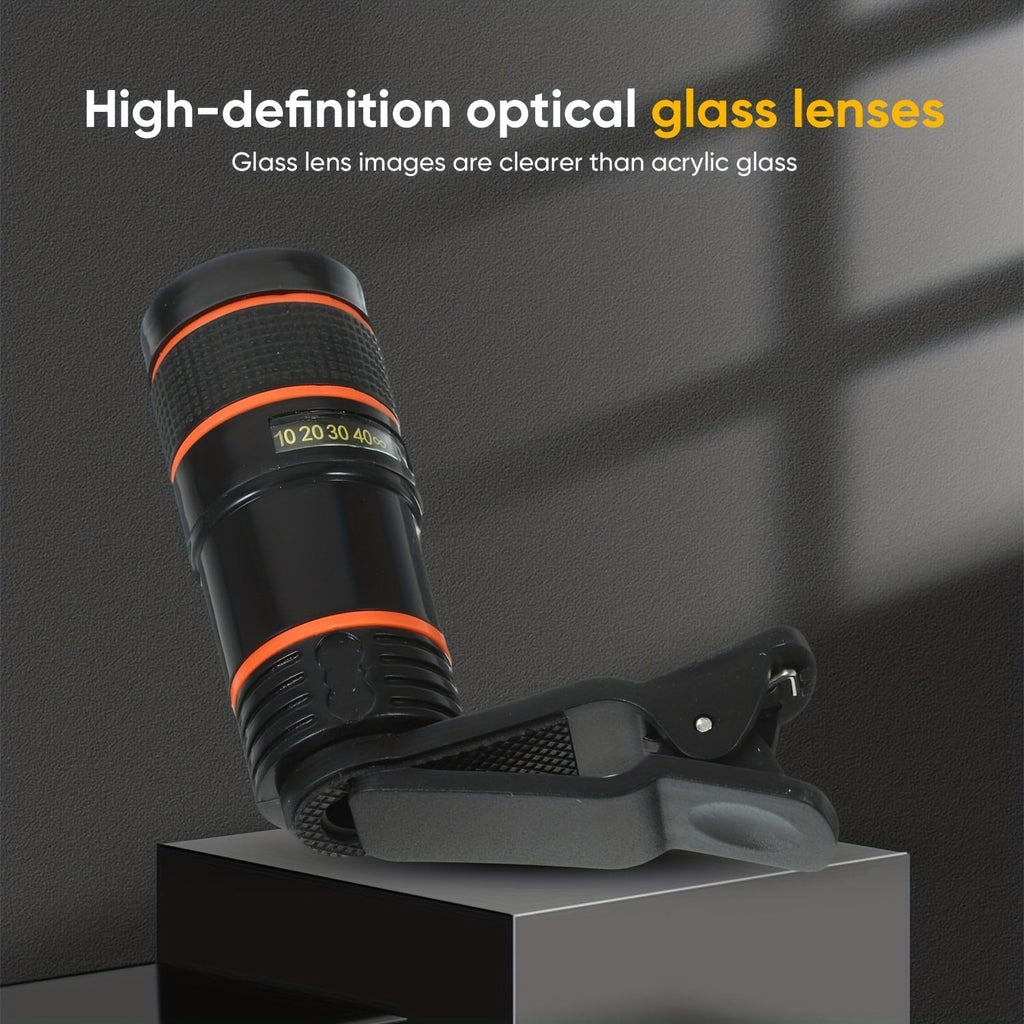 Portable Telephoto Zoom Lens for Smartphone – HD 2-in-1 Wide-Angle & Telephoto Clip-On Mobile Camera Lens, Precision Focus Ring