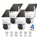 3MP Solar PTZ Outdoor Security Camera with 360-Degree Movement Label and One- or Four-Camera Options