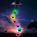 Solar Wind Chime Light Paw Print RGB Color Changing Outdoor Garden Hanging Decoration for Entryways, Bedrooms and Living Spaces