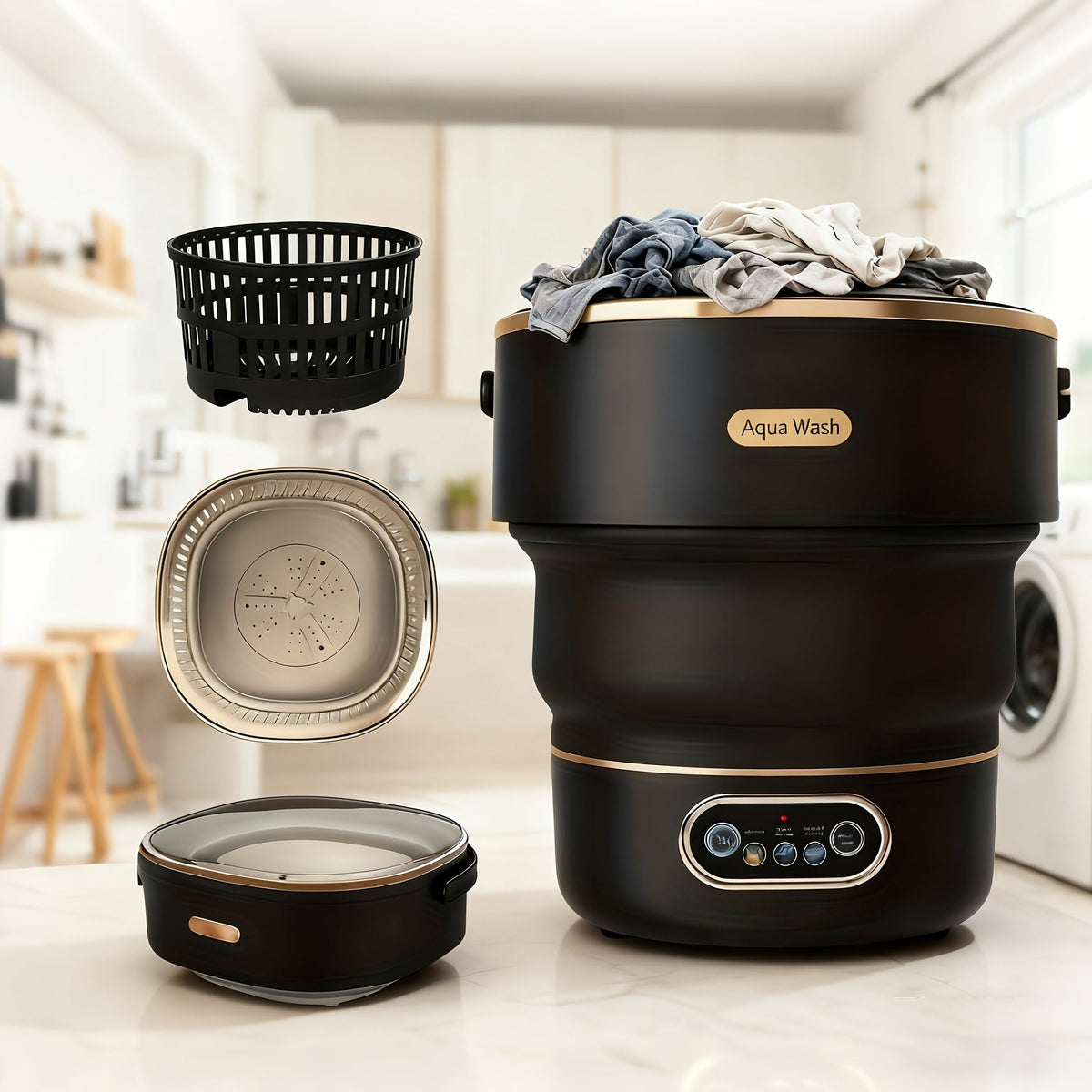 Portable Washing Machine Foldable Mini Washer Large for Underwear Socks Baby Clothes Apartment Dorm Travel Camping