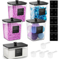 Laundry Pods Container & Dryer Sheet Holder Set with Bamboo Lids, Clear Laundry Room Organization Containers for Scent Booster, Powder