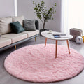 Area Rug, Round Shaggy Plush Carpet in Seven Colors and 4-, 5- or 6-Foot Diameters with Spot-Clean Care