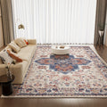 Area Rug Retro Tie-Dye Print in Orange, Grey or Light Green with Three Machine-Washable Sizes