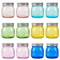 Mason Jars 8oz 12-Pack Colored Airtight Canning Jars with Metal Lids Regular Mouth for Jam for Entryways, Bedrooms and Living Spaces