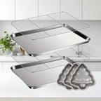 Baking Sheet and Rack Set Stainless Steel Half Sheet Pan with Cooling Rack Rust Free for Cookie for Grilling, Camping and Outdoor Meals