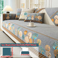 Sofa Cover, Geometric Embroidered Knit Couch Pad in Gray, Blue or White with Three Size Options