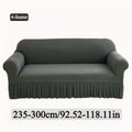 Sofa Cover Textured Skirted Full-Cover Slipcover with Elastic Stretch and Backing Detail for 3 or 4 Seats