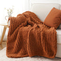 Chunky Chenille Cable Knit Throw Blanket, 350-400gsm Crochet Throw for Sofa, Bed & Couch, Vintage Patchwork